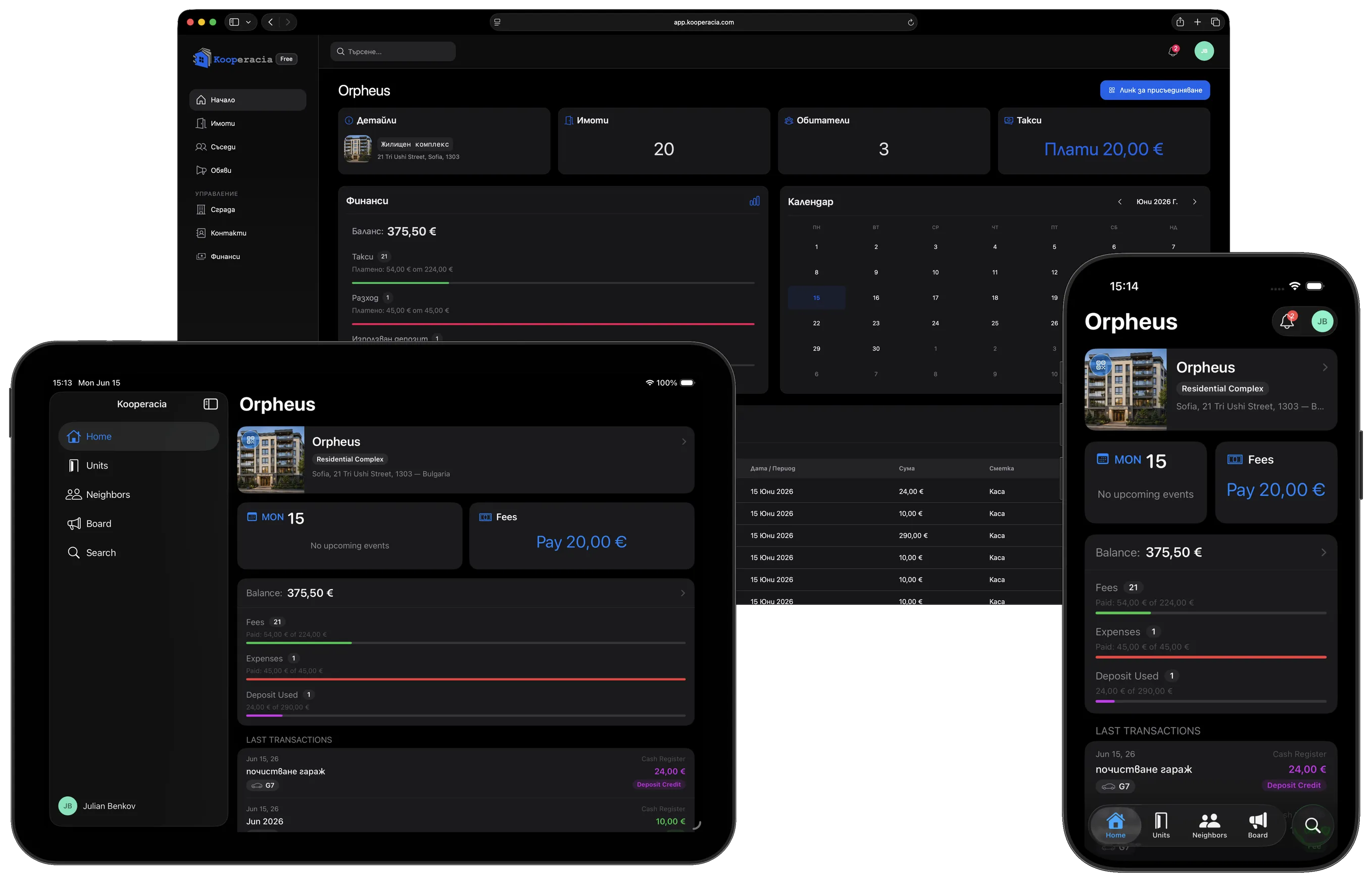 Kooperacia Dashboard